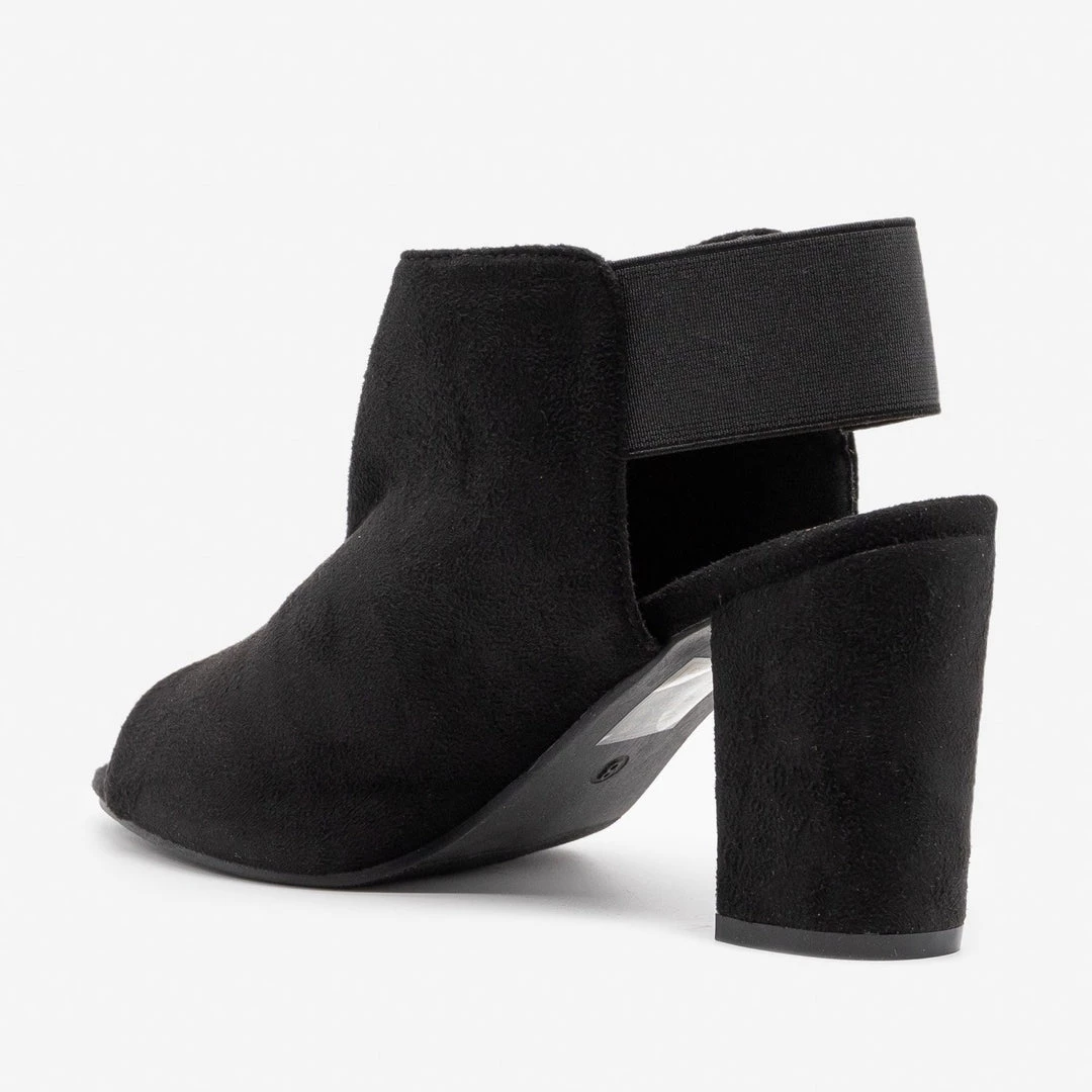 Qupid Shoes Elastic Band Heel Booties 6 Qupid Shoes Elastic Band Heel Booties