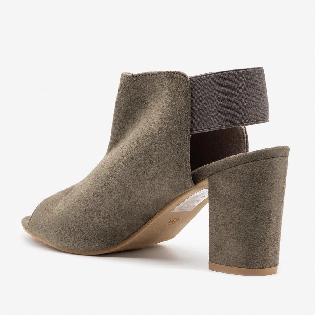 Qupid Shoes Elastic Band Heel Booties 9 Qupid Shoes Elastic Band Heel Booties