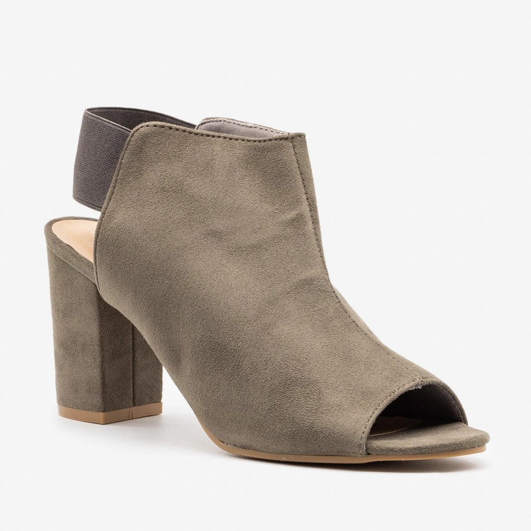 Qupid Shoes Elastic Band Heel Booties 8 Qupid Shoes Elastic Band Heel Booties