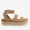 Soda Shoes Newest Arrivals Elastic Cork Espadrille Flatform Sandals