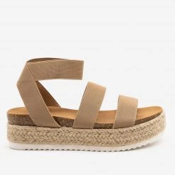 Soda Shoes Newest Arrivals Elastic Cork Espadrille Flatform Sandals