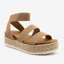 Soda Shoes Newest Arrivals Elastic Cork Espadrille Flatform Sandals