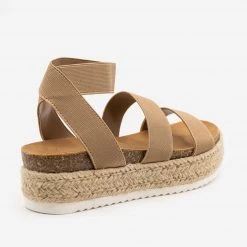 Soda Shoes Newest Arrivals Elastic Cork Espadrille Flatform Sandals