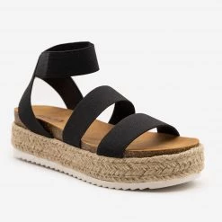 Soda Shoes Newest Arrivals Elastic Cork Espadrille Flatform Sandals