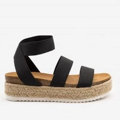 Soda Shoes Newest Arrivals Elastic Cork Espadrille Flatform Sandals