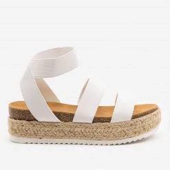 Soda Shoes Newest Arrivals Elastic Cork Espadrille Flatform Sandals