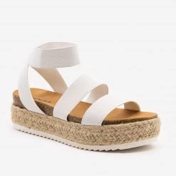 Soda Shoes Newest Arrivals Elastic Cork Espadrille Flatform Sandals