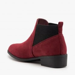 Wild Diva Shoes Elastic Side Burgundy Booties