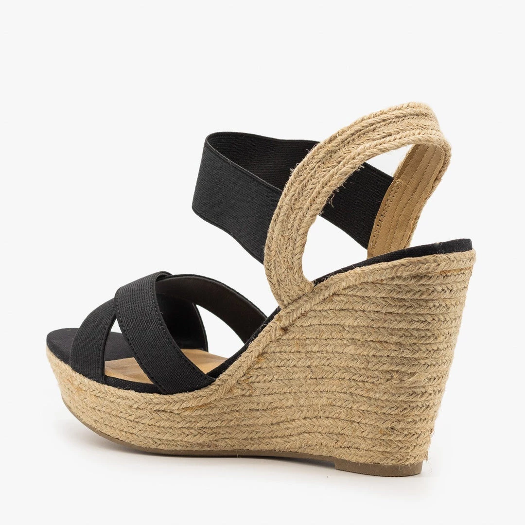 Soda Shoes Newest Arrivals Elastic Strap Espadrille Sandal Wedges 6 Soda Shoes Newest Arrivals Elastic Strap Espadrille Sandal Wedges