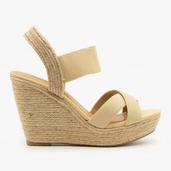 Soda Shoes Newest Arrivals Elastic Strap Espadrille Sandal Wedges