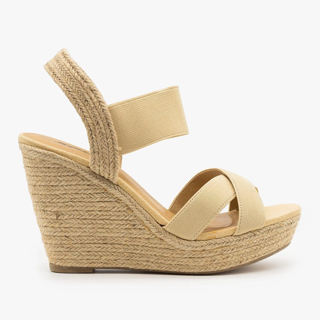 Soda Shoes Newest Arrivals Elastic Strap Espadrille Sandal Wedges 1 Soda Shoes Newest Arrivals Elastic Strap Espadrille Sandal Wedges