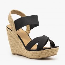 Soda Shoes Newest Arrivals Elastic Strap Espadrille Sandal Wedges 10 Soda Shoes Newest Arrivals Elastic Strap Espadrille Sandal Wedges