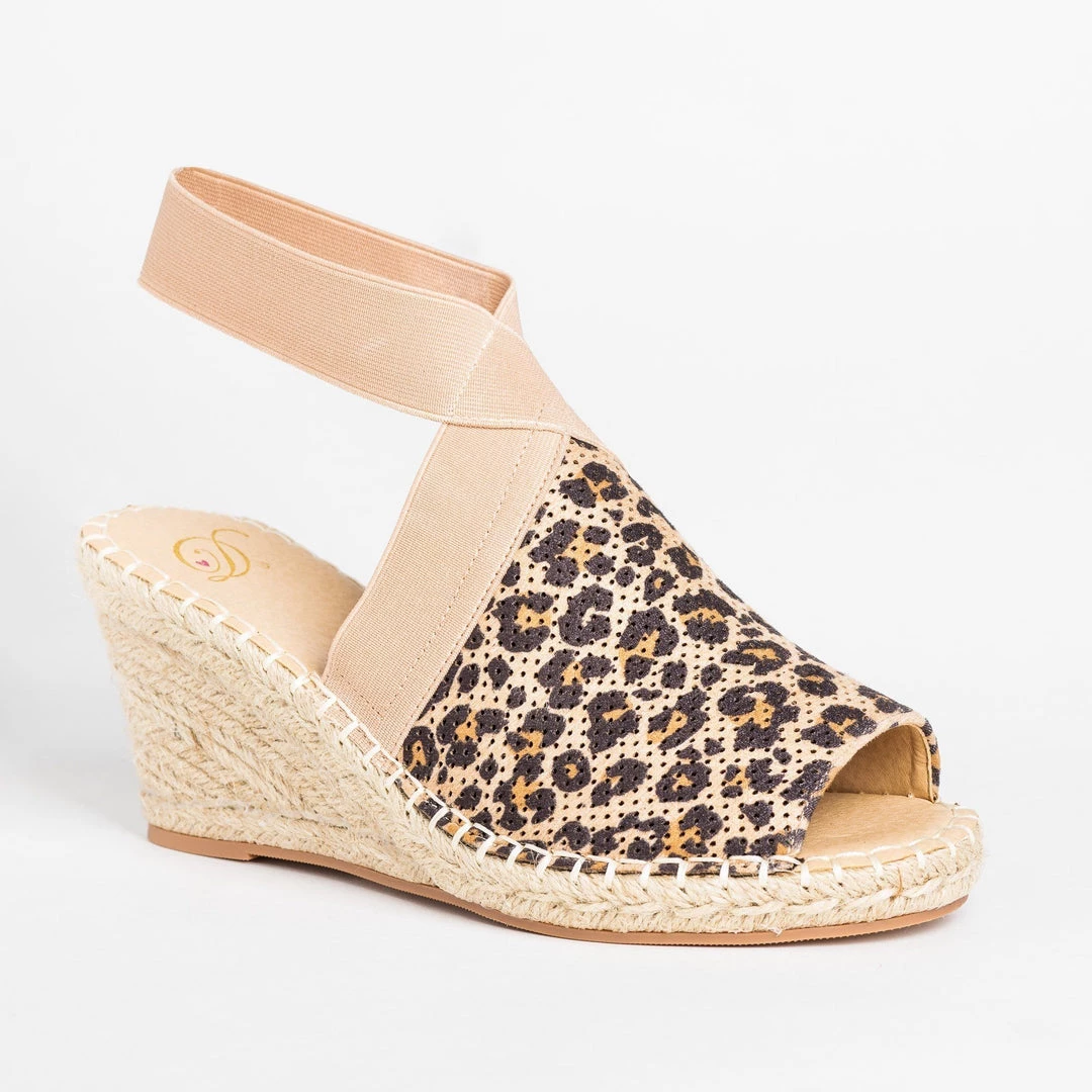 Soda Shoes Elastic Strap Peep-Toe Espadrille Wedges 1 Soda Shoes Elastic Strap Peep-Toe Espadrille Wedges