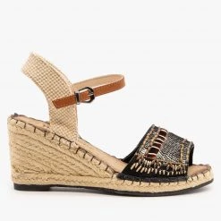 Nature Breeze Embellished Espadrille Fashion Wedges FINAL SALE