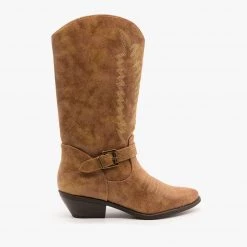 Soda Shoes Embroidered Buckle Cowgirl Boots