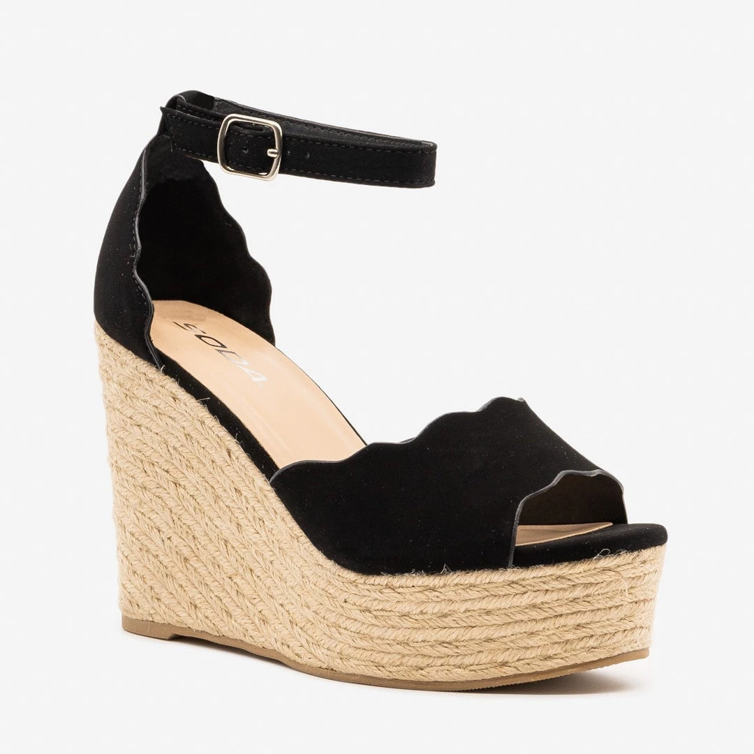 Soda Shoes Newest Arrivals Espadrille Scalloped Sandal Wedges 8 Soda Shoes Newest Arrivals Espadrille Scalloped Sandal Wedges