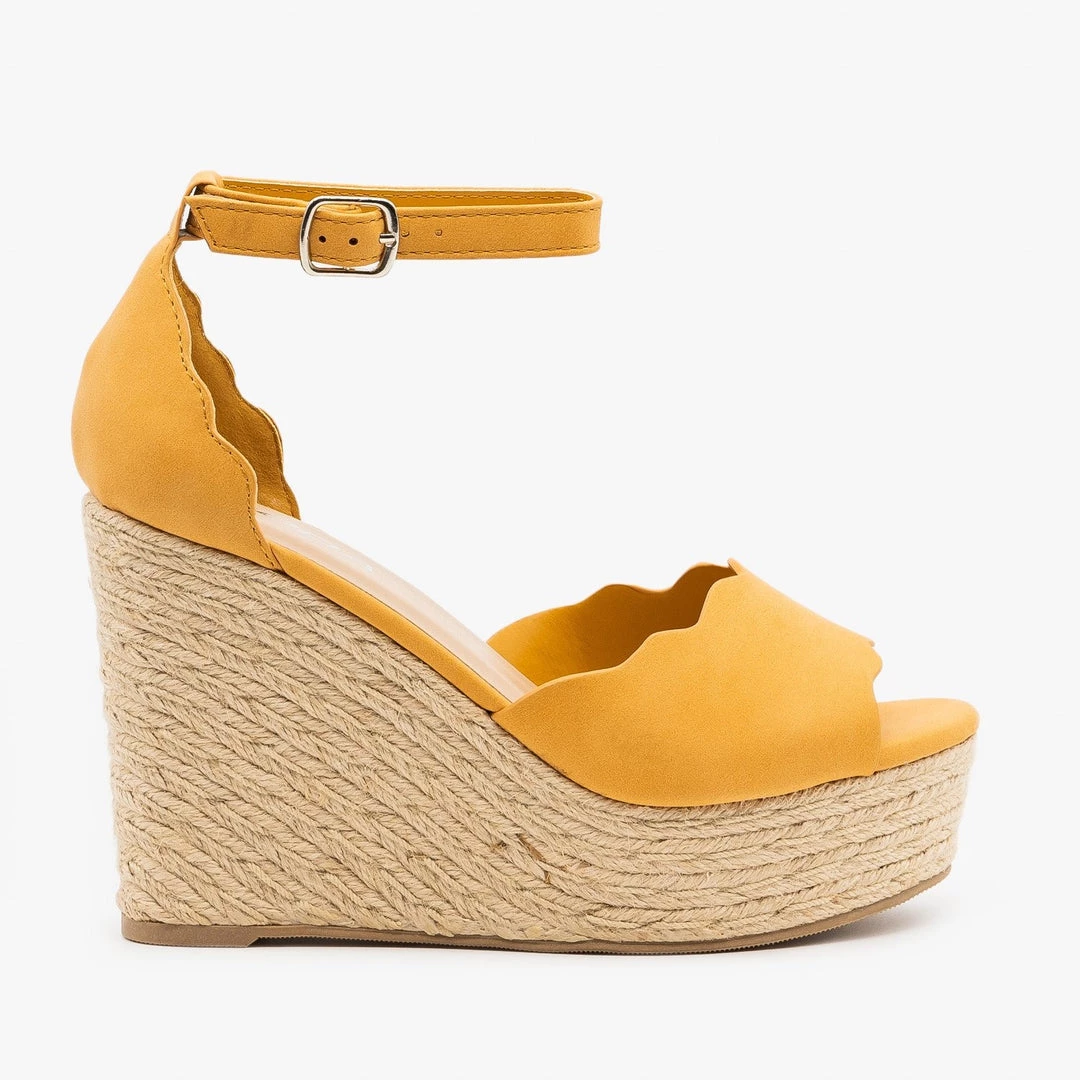 Soda Shoes Newest Arrivals Espadrille Scalloped Sandal Wedges 7 Soda Shoes Newest Arrivals Espadrille Scalloped Sandal Wedges