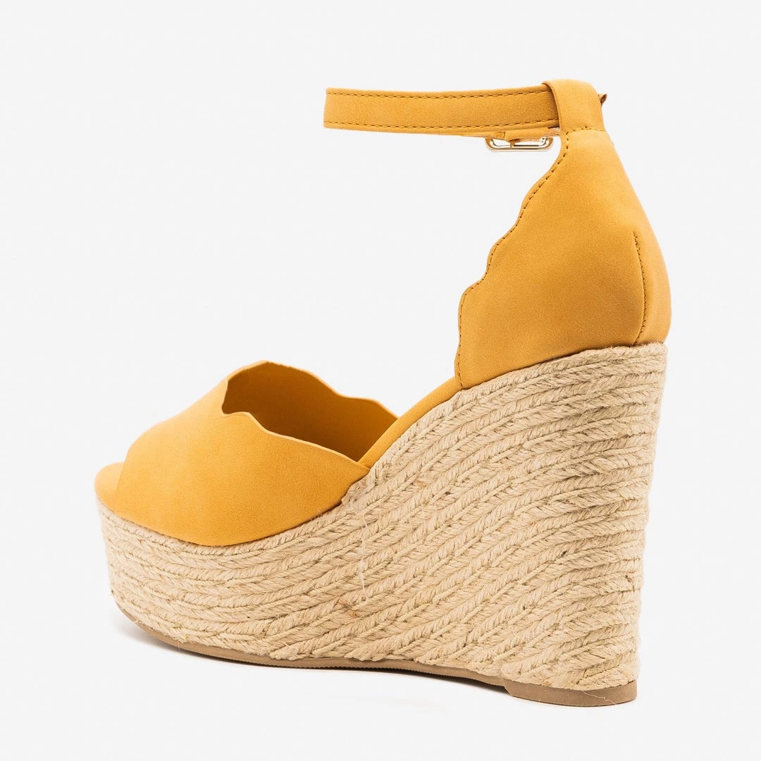 Soda Shoes Newest Arrivals Espadrille Scalloped Sandal Wedges 6 Soda Shoes Newest Arrivals Espadrille Scalloped Sandal Wedges