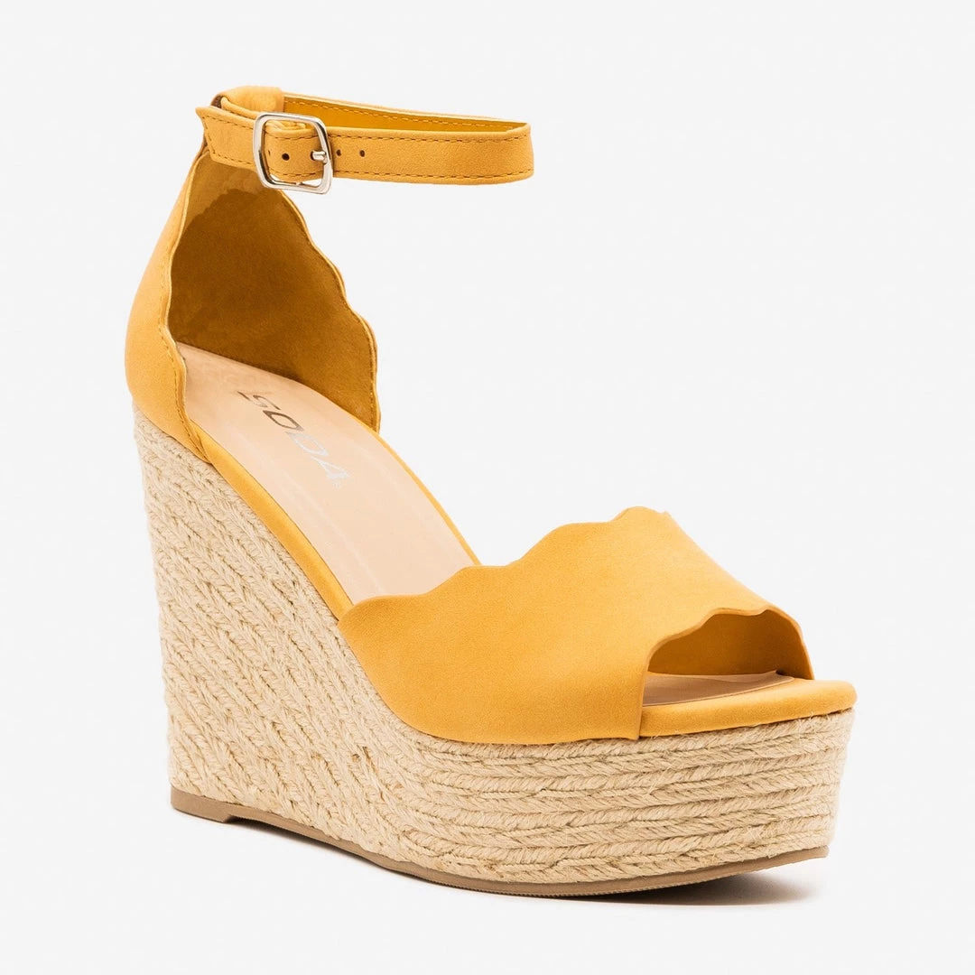 Soda Shoes Newest Arrivals Espadrille Scalloped Sandal Wedges 5 Soda Shoes Newest Arrivals Espadrille Scalloped Sandal Wedges