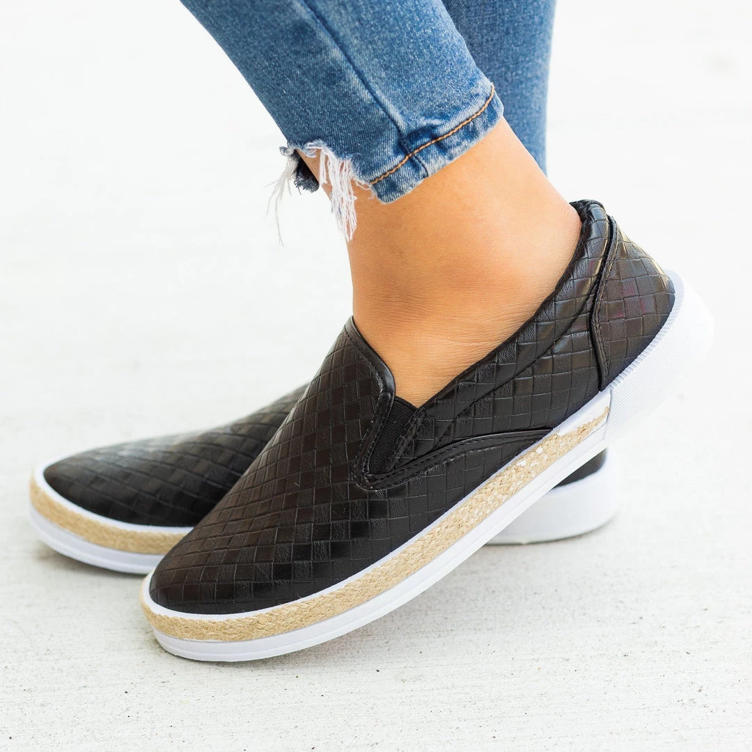 Qupid Shoes Espadrille-Trimmed Quilted Slip-On Sneakers Newest Arrivals 3 Qupid Shoes Espadrille-Trimmed Quilted Slip-On Sneakers Newest Arrivals