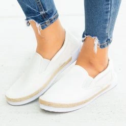 Qupid Shoes Espadrille-Trimmed Quilted Slip-On Sneakers Newest Arrivals