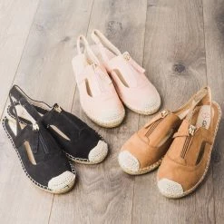 Cherish Espadrille Zip-Up Slingback Flats