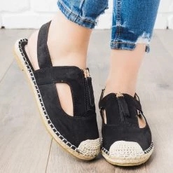 Cherish Espadrille Zip-Up Slingback Flats