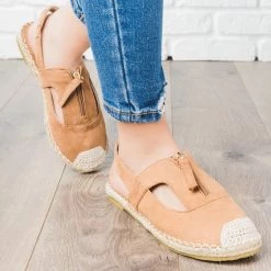 Cherish Espadrille Zip-Up Slingback Flats
