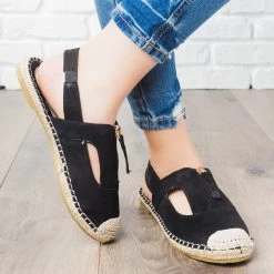Cherish Espadrille Zip-Up Slingback Flats