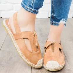 Cherish Espadrille Zip-Up Slingback Flats