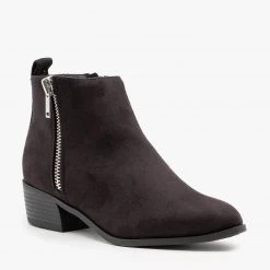 City Classified Shoes Newest Arrivals Essential Faux Suede Zippered Booties