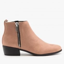 City Classified Shoes Newest Arrivals Essential Faux Suede Zippered Booties