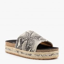 Qupid Shoes Everyday Snake Espadrille Cork Slides Newest Arrivals