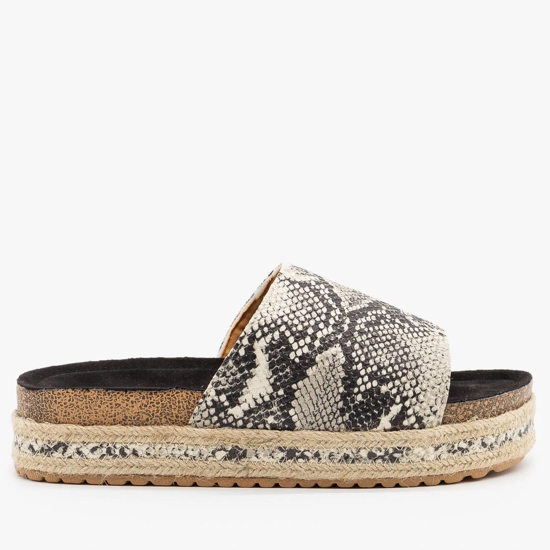 Qupid Shoes Everyday Snake Espadrille Cork Slides Newest Arrivals 1 Qupid Shoes Everyday Snake Espadrille Cork Slides Newest Arrivals