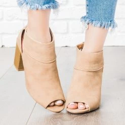Qupid Shoes Eyelet Cut-Out Chunky Heel Booties