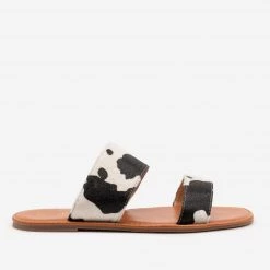 Mata Newest Arrivals Faux Fur Cow Print Sandals