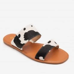 Mata Newest Arrivals Faux Fur Cow Print Sandals