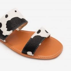 Mata Newest Arrivals Faux Fur Cow Print Sandals