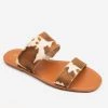 Mata Newest Arrivals Faux Fur Cow Print Sandals
