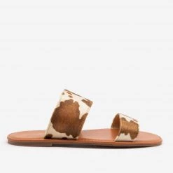 Mata Newest Arrivals Faux Fur Cow Print Sandals