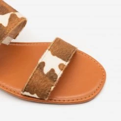 Mata Newest Arrivals Faux Fur Cow Print Sandals