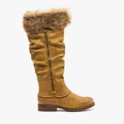 Nature Breeze Faux Fur Cuffed Slouchy Boots