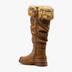 Nature Breeze Faux Fur Cuffed Slouchy Boots