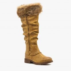 Nature Breeze Faux Fur Cuffed Slouchy Boots