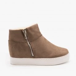 Bamboo Faux Fur Lined Sneaker Wedges Newest Arrivals