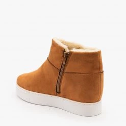 Bamboo Faux Fur Lined Sneaker Wedges Newest Arrivals