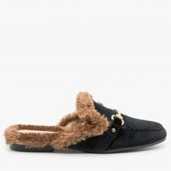 Refresh Faux Fur Trimmed Mules Newest Arrivals