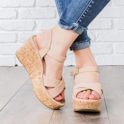 Unbranded/Generic Newest Arrivals Faux Leather Cork Wedges