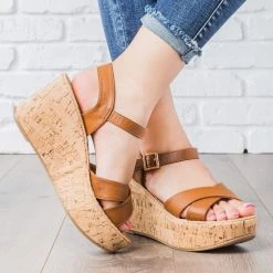 Unbranded/Generic Newest Arrivals Faux Leather Cork Wedges