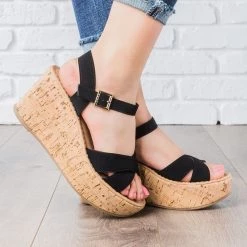 Unbranded/Generic Newest Arrivals Faux Leather Cork Wedges